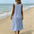 thumbnail image 6 of Zpzdpjkx Womens Cotton Linen Sleeveless Midi Dress, Crew Neck Button Front Cami Dress with Pockets, 6 of 7