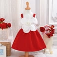 thumbnail image 5 of HAOTAGS Girls Tutu Dresses,Sweetheart Neckline Summer Flower Sleeveless Party Ball Gown Dress Red 2-3, 5 of 9