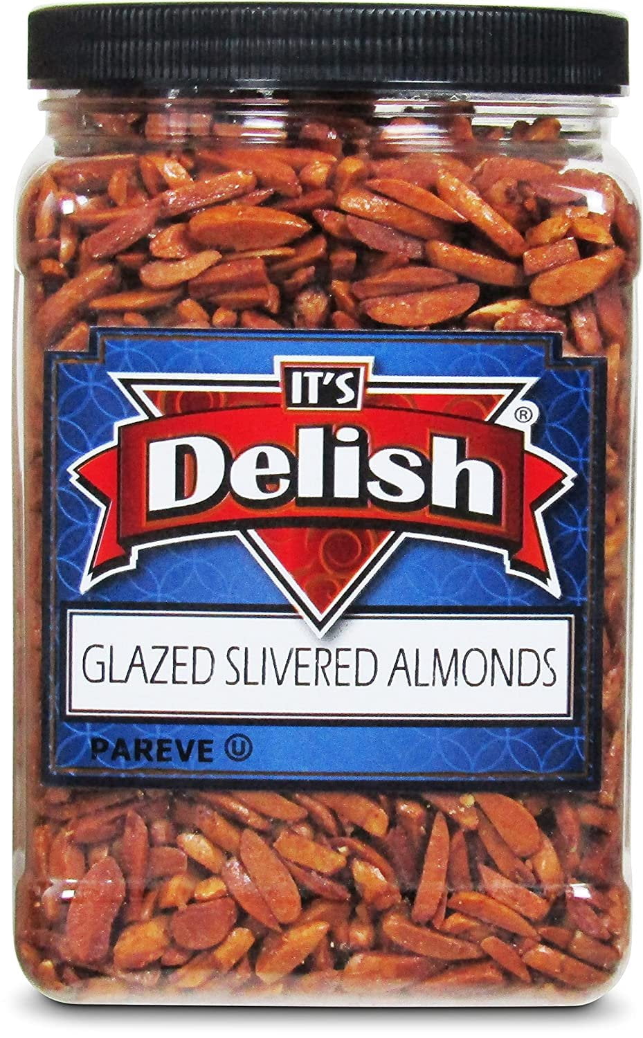 Gourmet Glazed Silvered Almonds by Its Delish, 36 Oz Jumbo Reusable Container Jar  Vegan, Kosher, Non-GMO, No Artificial Flavors  Healthy Protein-Packed Candied Nuts for Dessert, Ice Cream,...