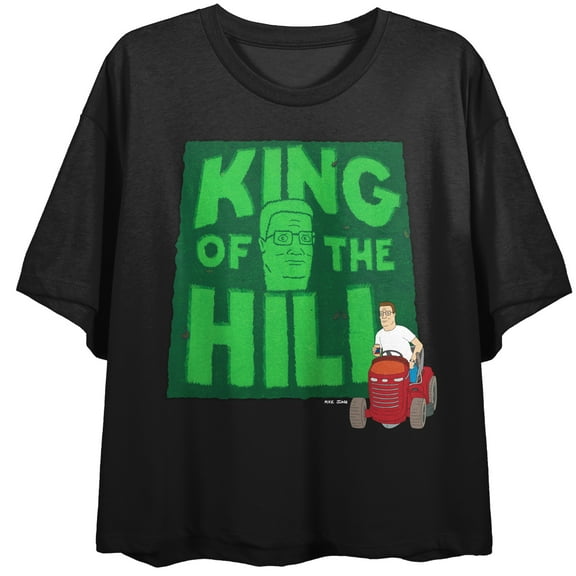 King Of The Hill Grass Art Crew Neck Short Sleeve Women's Black Crop Top-Small