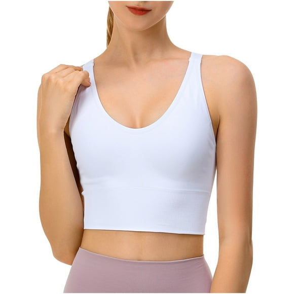 Ersazi Soutien-Gorge Noir Yoga Uni Sans Manches Épaules Dénudées Débardeurs Décontractés Blouse Hauts sous-Vêtements en Liquidation Blanc m