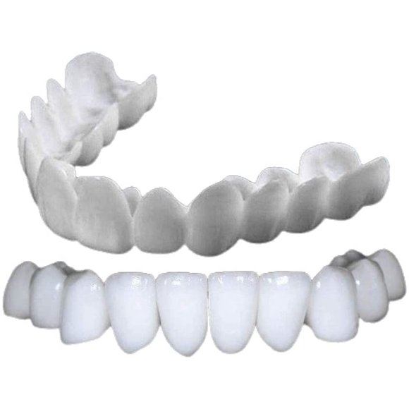 New Snap on Smile Dental Upper and Lower False Teeth Cover Fake Teeth Smile Serrated Denture Teeth Top Fake Teeth for Men Women