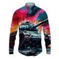 thumbnail image 3 of Camisa con estampado 3D de tanque para hombre y mujer, camisa informal de manga larga a la moda, ropa de calle con botones, ropa unisex de gran tamaño, 3 of 5