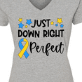 thumbnail image 4 of Inktastic Just Down RIght Perfect Down Syndrome Awareness Ribbon Women's V-Neck T-Shirt, 4 of 5