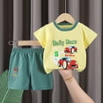 thumbnail image 2 of Xudanell Newborn Baby Boy Clothes Kids Print Boys Outfits Set Short Sleeved Tops Shorts Children Boys Set Light Yellow 12-18 Months, 2 of 4