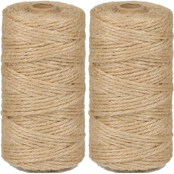 2 Pack Natural Jute Twine 218 Yards Long Twine String,Macrame Cord for Crafts Gift Wrapping Packing Gardening Crochet Knitting Macrame Decor (Brown 3mm * 218 Yards)