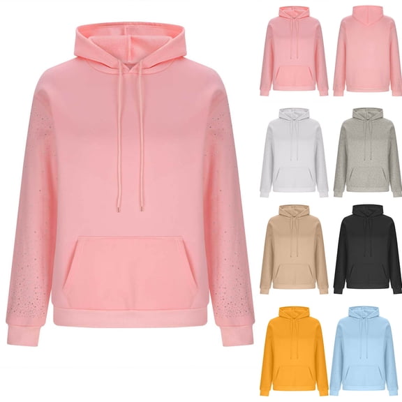 Maplenight Sweatshirt Hoodies for Women Casual Pullover Sweatshirts with Pocket Solid Long Sleeve Fall Fashion Outfits