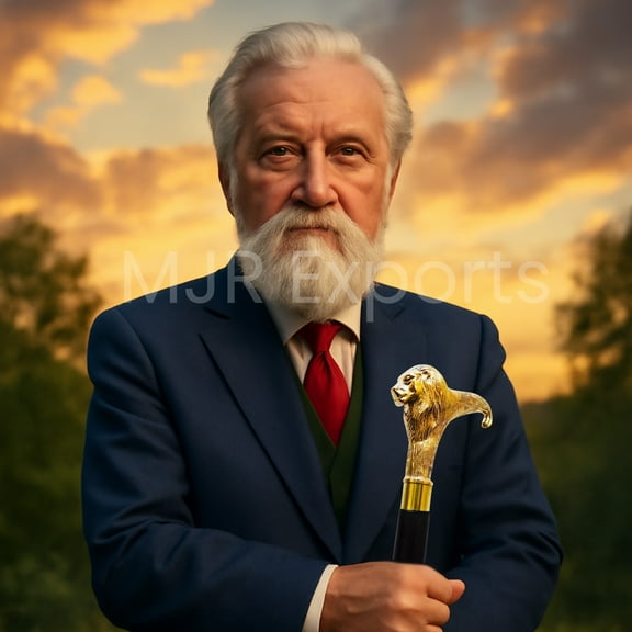 Vintage Lion Handle Wooden Walking Cane, Black Gift for Men and Women with Seniors