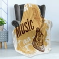 thumbnail image 4 of Rock Music Soft Flannel Fleece Blanket, Vintage Sketch Hand Drawn Drums and Microphone Pattern Abstract Backdrop, Cozy Plush for Indoor and Outdoor Use, 70" x 90", Pale Coffee Brown, by Ambesonne, 4 of 5