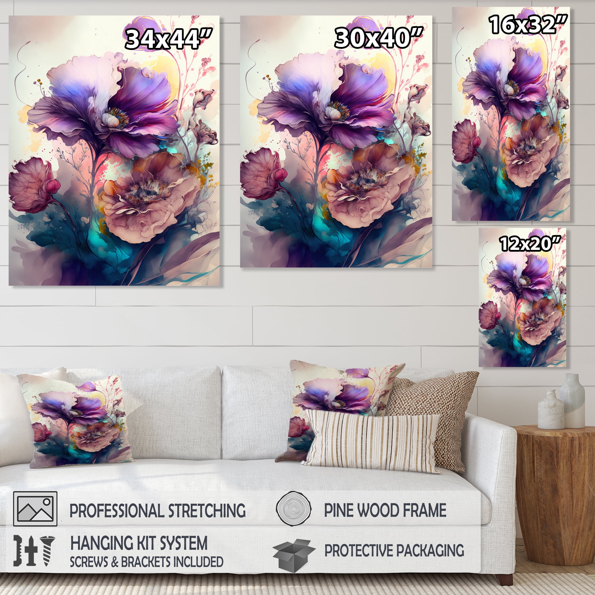 Designart Lavender Flowers Canvas Wall Art