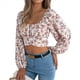 thumbnail image 2 of Top Corto Floral para Mujer, con Escote Cuadrado y Lazo en la Espalda, Sin Espalda. S, 2 of 9