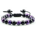 thumbnail image 1 of Beaded Bracelet Natural Black Obsidian Beaded Bracelet Men Bracelet Elastic Strand Bangles Charm Gift Exquisite Craftsmanship, Beautiful and Practical (Metal Color : Purple Tiger Eye), 1 of 7