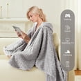 thumbnail image 5 of Walensee Wearable Blanket Hoodie Sherpa Fleece Blanket, Fuzzy Super Soft Plush Hooded Shawl TV Throw Blanket with Pockets, Fluffy Warm Cozy Cape Wrap for Women Adults (Light Grey, 59” x 63”), 5 of 10