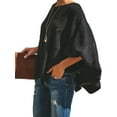 thumbnail image 2 of Females Plus Size Sweater Casual Crew Neck Oversized Pullover Loose Fit Comfort Style Black XXL, 2 of 7