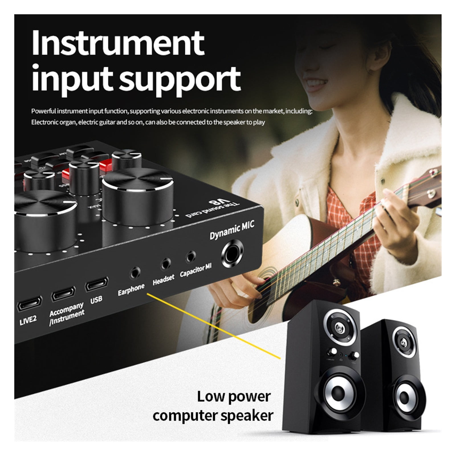Professional Condenser Microphone Kits V8 Sound Card Karaoke With Microphone Stand Condenser USB MIC Live Streaming