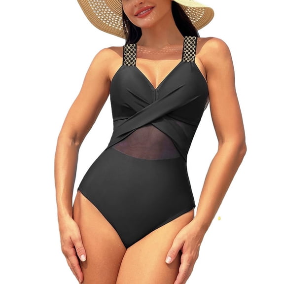 SWSMCLT Women's Sexy Bathing Suit Beach Summer Ruched Swimsuit One Piece Swimsuit Halter One Piece Cheeky Black 16