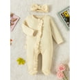 thumbnail image 5 of Newborn Baby Girl Boy Footies Onesie Ribbed Waffle Romper 3M 6M 12M Long Sleeve Zippers Ruffle Jumpsuit Fall Winter Clothes, 5 of 9
