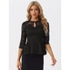 thumbnail image 4 of Top con Encaje para Mujer Peplum Blusa Elegante de Manga 3/4 Negro XS, 4 of 5