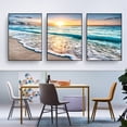 thumbnail image 2 of 3 Pcs Sea Landscape Beach Canvas Painting,Wall Art Print Picture Frameless for Kitchen Home Bathroom Girls Room Wall Decoration, 2 of 7