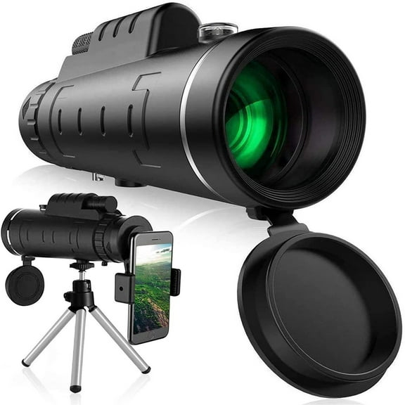 Monocular Telescope 50x60 Outdoor Telescope with Smartphone Adapter for Stargazing,Monocular Telescope for Smartphone with Night Vision,Holder Tripod for Stargazing,Birdwatching,Hunting