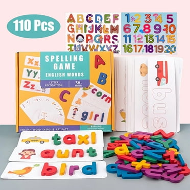 110 Pcs See and Spell Learning Toy for Kids, Jigsaw Puzzle for Toddler and Preschooler
