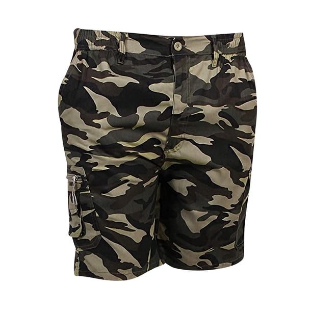 Krisp - Pantalón corto multibolsillos estampado militar para chico hombre (Caqui Claro)