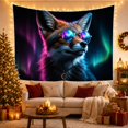 thumbnail image 3 of Fox Portrait With Galaxy Sunglasses Playful Retro Illustration for Wildlife Lovers Neon Wall Decor Birthday Gift Tapestry Wall Hanging for Bedroom and Gaming Room, 3 of 7
