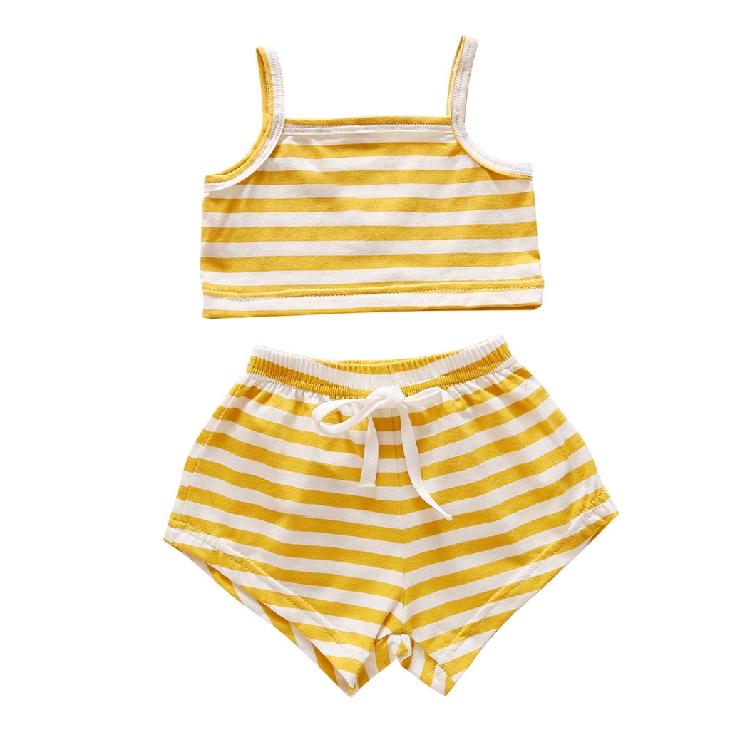 HIPYLO 2t Girls Clothes Sets Outfits for 1 Year Old Girl Daddy's Girl Baby Outfits Teen Tops + Girls Gymnastics Shorts Baby Girl Clothes 6-9 Months, Yellow 18-24 Months