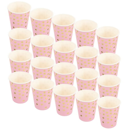 SOPOTUTU 20pcs Pink Dot Paper Cups Disposable Party Cups for Birthday Celebration