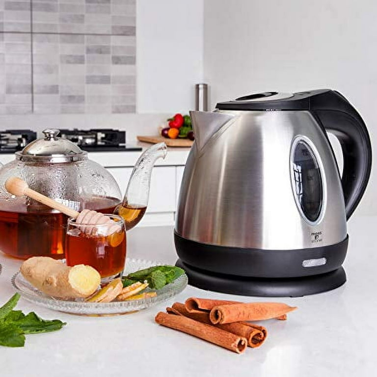 CHEFMAN Electric Kettle - 1.2L 1500W Hot Water Tea Pot with Tea Infuser,  BPA Free, Auto Shut Off, Boil-Dry Protection, Removable Lid, LED Light