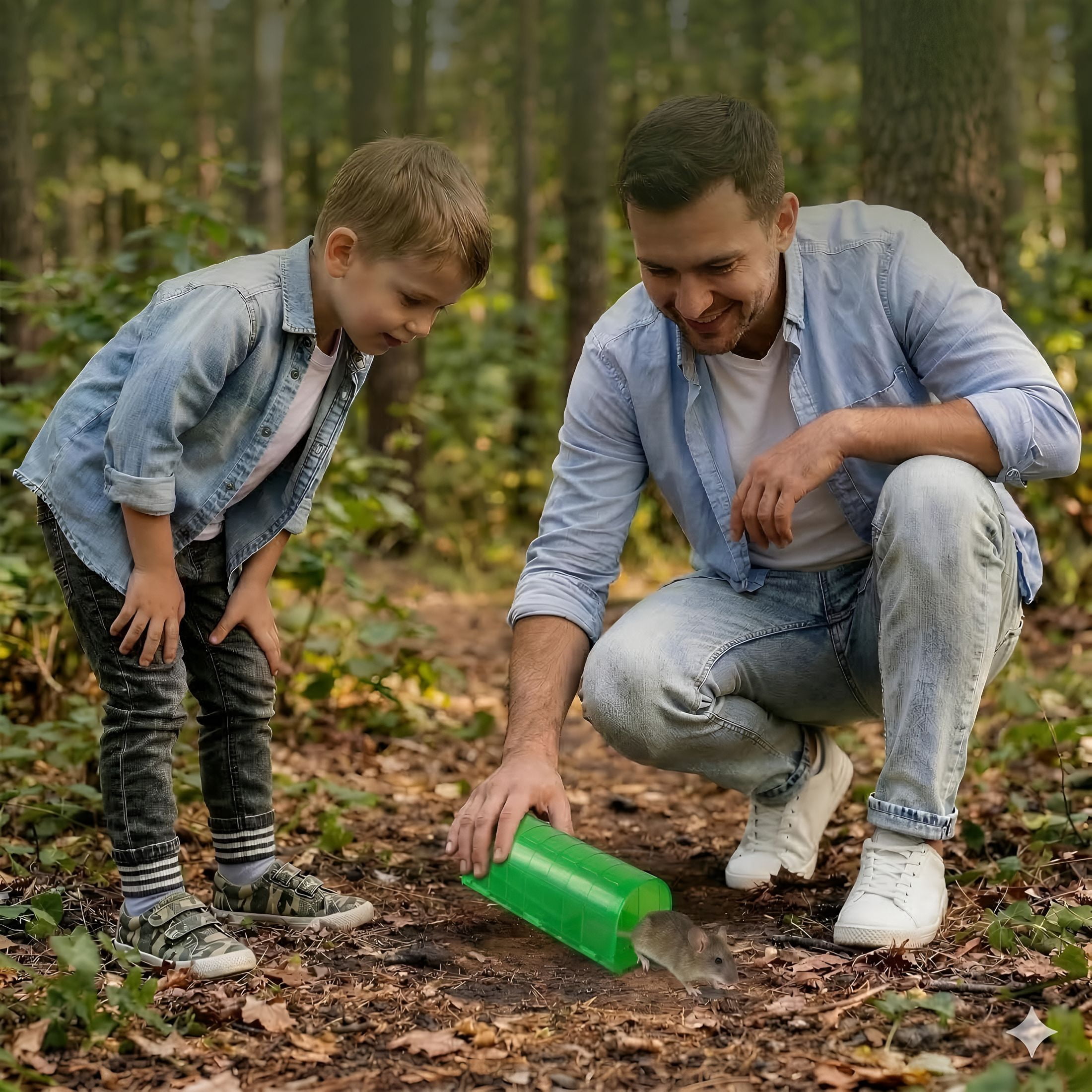QARUN Humane Mouse Trap Indoor for Home,Live Catch and Release Rat Trap with Ventilated Chamber,2 Pack Reusable No Kill Mice Trap Outdoor,Green
