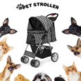 thumbnail image 2 of Pet Stroller (Dot Black) Dog Cat Small Animals Carrier Cage 4 Wheels Folding Flexible Easy to Carry for Jogger Jogging Walking Travel Up to 30 Pounds with Sun Shade Cup Holder Mesh Window, 2 of 10