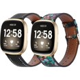 thumbnail image 1 of wonima11 2 Pack Leather Bands Compatible with Fitbit Versa 3 / Fitbit Sense, Classic Soft Leather Replacement Wristbands for Women & Men, 1 of 1