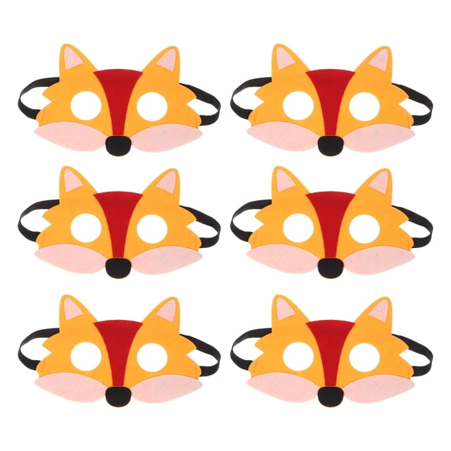 FELTECHELECTR 6 máscaras de media cara de fieltro de zorro para disfraz de animal, máscaras de cosplay de Halloween