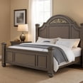 thumbnail image 5 of Recus King Bed-Carved Floral Details-Arched Headboard-Gray Wood, 5 of 7