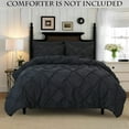 thumbnail image 5 of Pintuck 3-Piece Duvet Set, Pinch Pleat Design, Button Closure and Corner Ties for Easy Placement, Matching Shams Included, Full/Queen, Black, 5 of 5