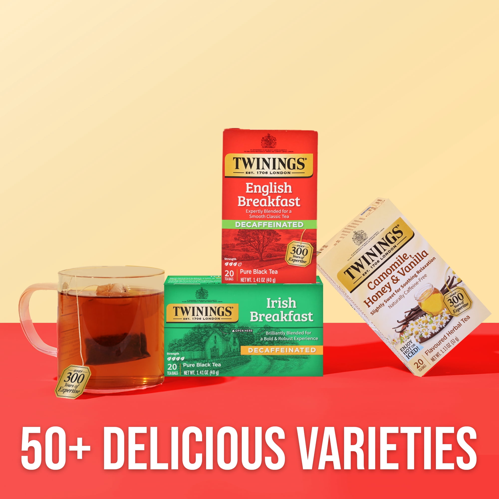(4 pack) Twinings English Breakfast Decaffeinated Pure Black Tea Bags, 20 Count Box