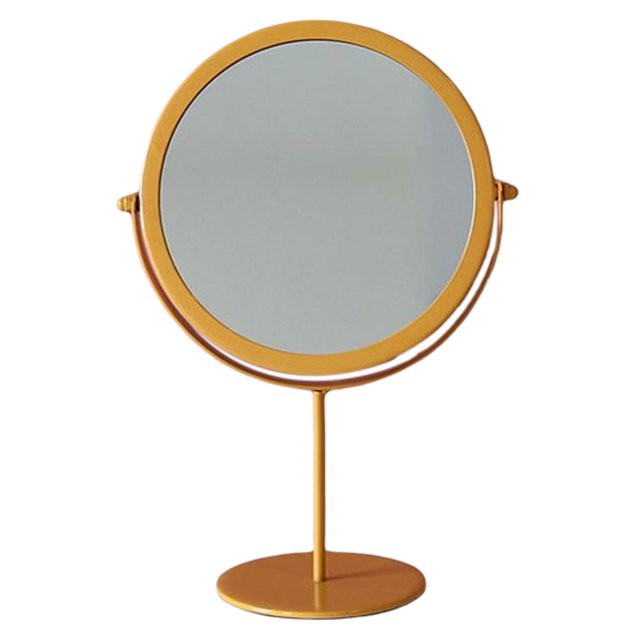 Espejo de maquillaje de escritorio Espejo decorativo de metal Espejo cosmético Espejo de maquillaje de para herramientas de maquillaje - base forma forma forma amarilla