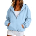 thumbnail image 2 of NominalSnug Womens Hoodies Half Zip up Casual Fleece Lined Top Long Sleeve Hooded Sweatshirts Fall Clothes 2026, 2 of 6