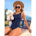 thumbnail image 7 of Asoul One Shoulder One Piece Swimsuits Womens Slimming Swimwear Color Block Textured Modest Bathing Suits Tummy Control Swimming Suits, 7 of 7