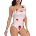 thumbnail image 3 of Cauagu Strawberry Print Women's Sexy One Piece Swimsuits One Shoulder Ruffle Tummy Control Bathing Suit Slimming Swimwear-XX-Large, 3 of 6
