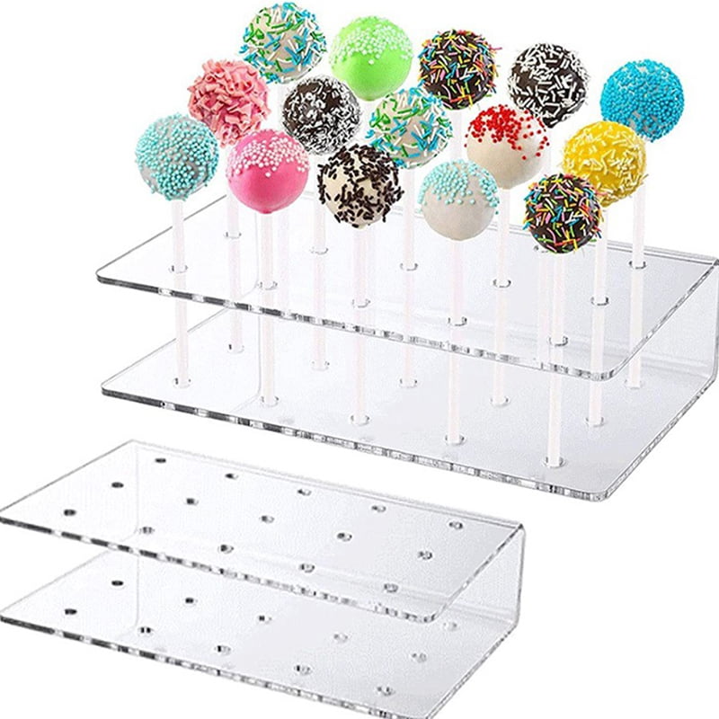 15-Holes Acrylic Lollipop Cake Pops Stand Holder Wedding Server Clear Display 