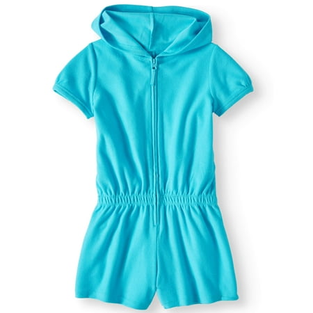 Wonder Nation Zip Front Hooded Swim Romper Coverup (Little Girls & Big Girls)