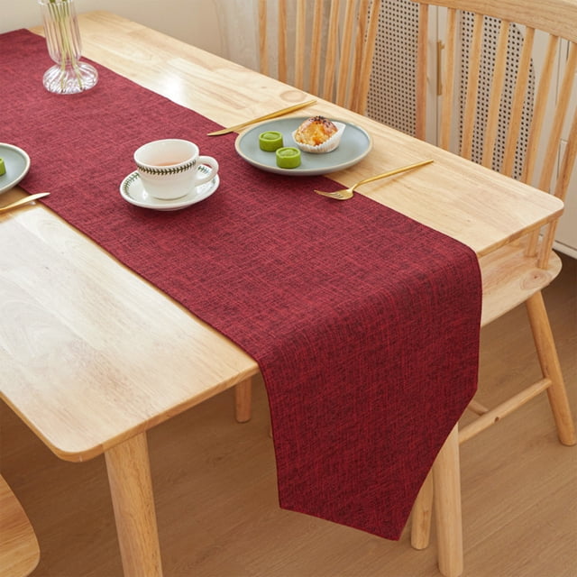 Yusimy Linen Solid - color Table Runner 11.81Inch x 82.68Inch for Tables 47.24 - 59.06Inch Long Home Dining