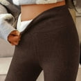 thumbnail image 7 of VEKDONE Thickened Plush Leggings for Women Solid Color High Waisted Stretchy Pant Slim Warm Long Pants Trendy Tummy Control Yoga Tights Coffee XL, 7 of 7