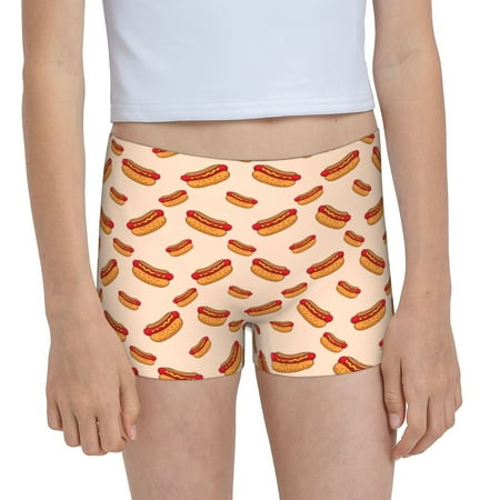 Pofeuu Hot Dog 2 Print Soft Cotton Girls Boyshort panties Toddler Underwear-XX-Small