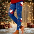 thumbnail image 2 of Fiaer Christmas Women Leggings Trendy Slim Fit Yoga Pants Santa Reindeer Snowflake Candy Sticks Graphic High Waisted Stretch Workout Trousers Blue XL, 2 of 5
