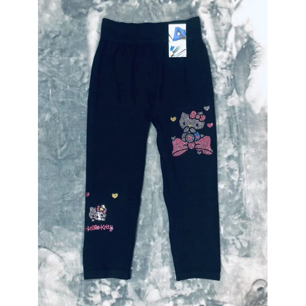 Pantalones con cintura alta recortados con diamantes en el interior, exclusivos de Taiwán, leggings con estampado de gato Hello Kitty KT