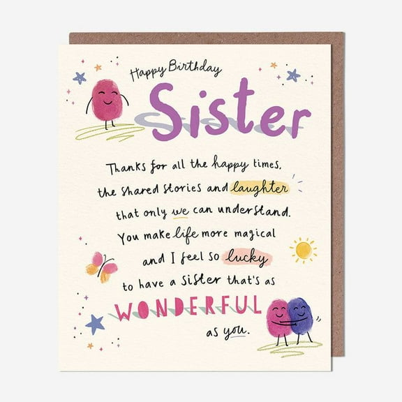 Happy Birthday Sister Card – Heartfelt & Colorful Design – Blank Inside for Personal Messages – Perfect Gift for Celebrating Sister's Birthday
