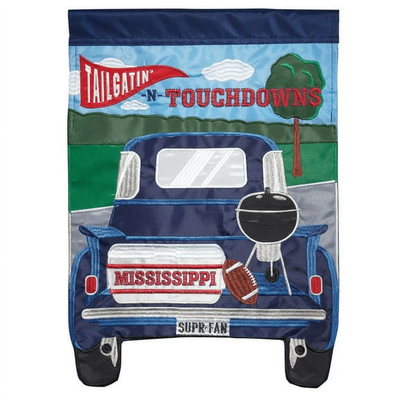 Magnolia Gardens M011174 13 x 18 in. Mississippi Tailgatin Double Applique Garden Flag